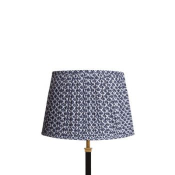 Straight empire Shade, 30cm, Temple Blue block printed cotton