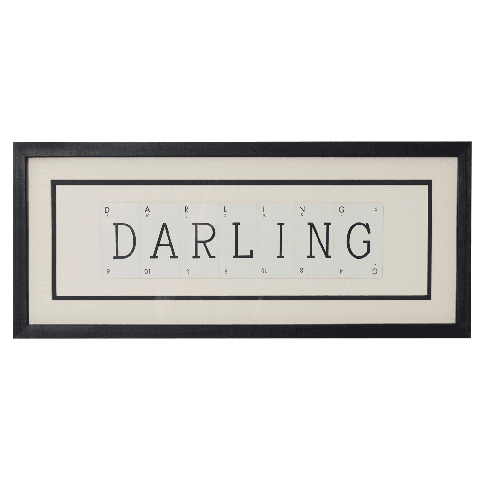 DARLING Medium frame, H20 x W51cm, Vintage Playing Cards, DARLING