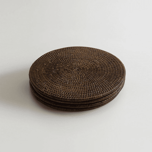 Image showing the Latha Set of 4 Placemats, D27cm, Brown product.