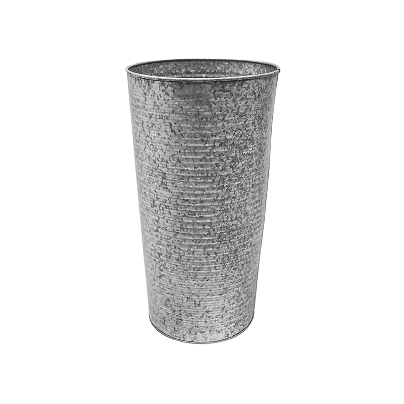 Galvanised Ribbed Vase, D28cm, Silver