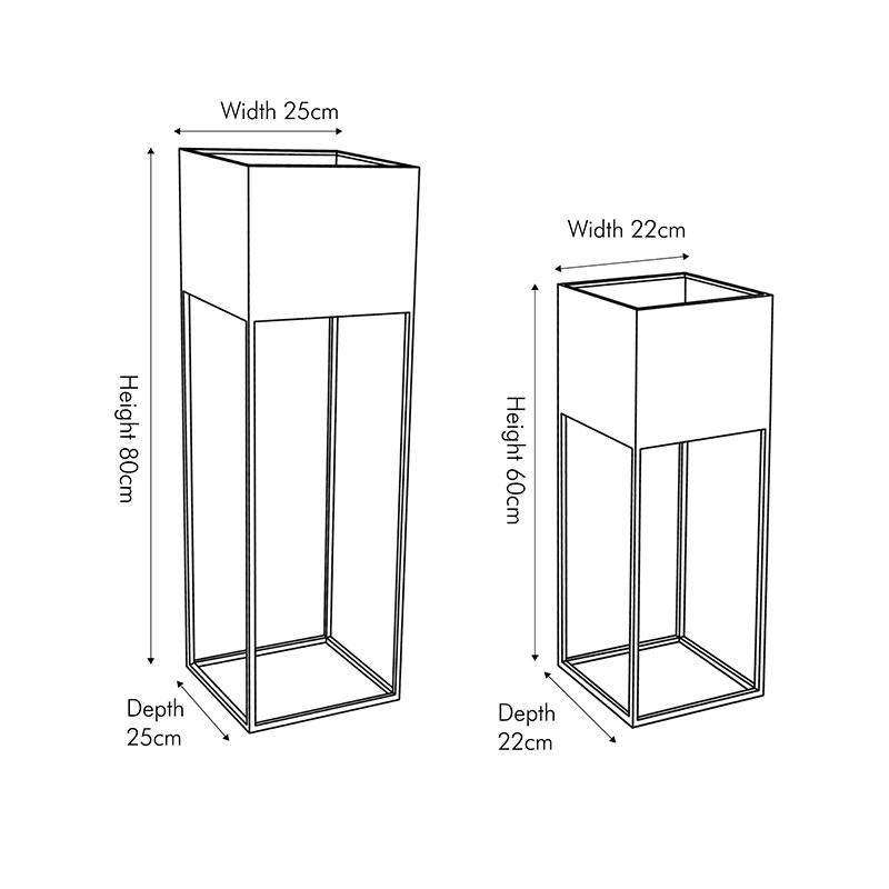 Metal Set of 2 Metal Planters, Graphite
