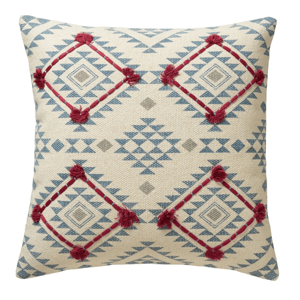 Yocha Cushion cover, 51 x 51cm, Blue/Red
