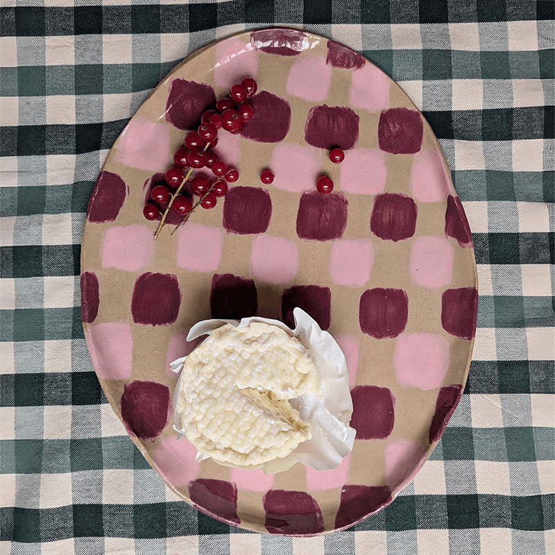 Rosie Gore Dash Platter, 26cm x 32cm, Pink & Burgundy
