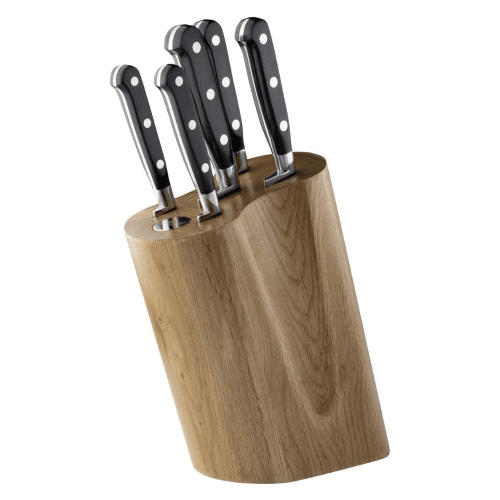 Image showing the Oak Rounded Knife Block with 5 Sabatier Knives product.