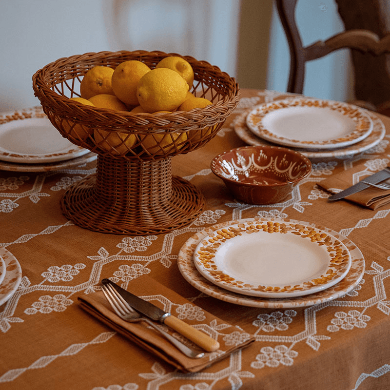 Vine Serving Platter, W42.5 x L30cm, Tan and Mustard
