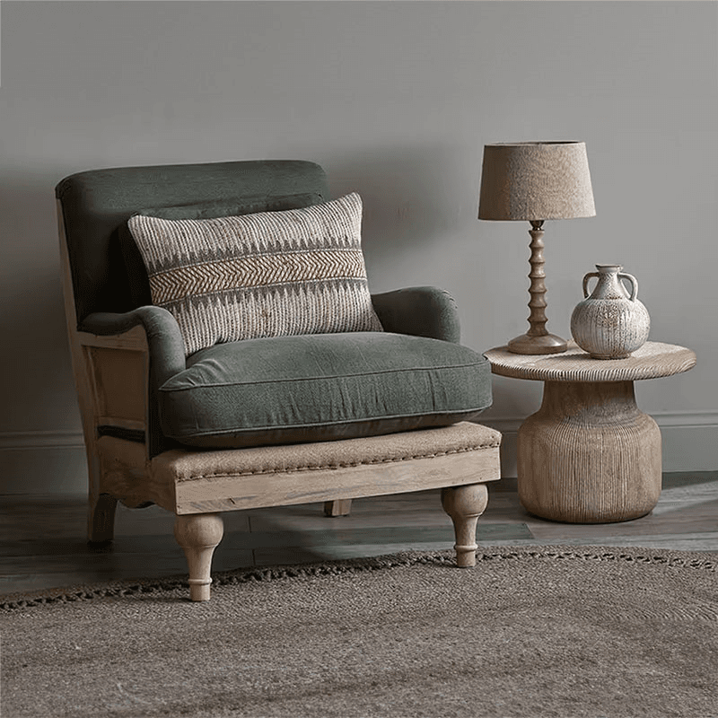 Abe Linen Armchair, Olive