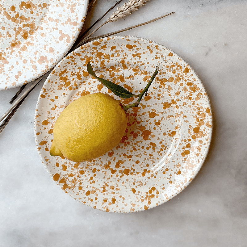 Splatter Side Plate, D21cm, Burnt Orange