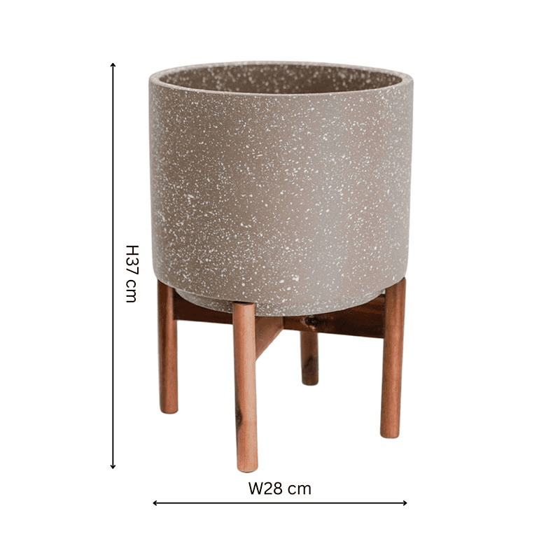 Valetta Speckled Planter with Stand, H37cm, Caramel