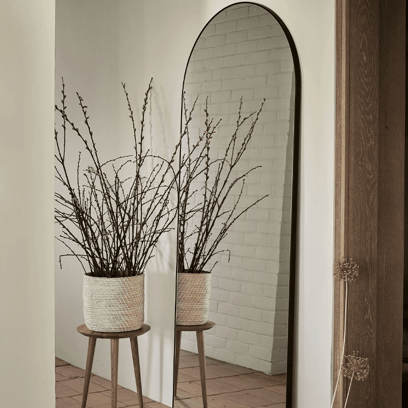 Chiltern Thin Metal Arch Mirror, 79 x 187cm, Black