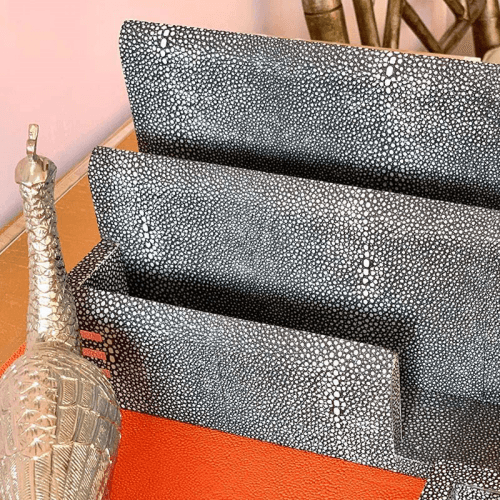 Image showing the Chandler Letter Rack, 26 x 10 x 15cm, Charcoal Shagreen product.