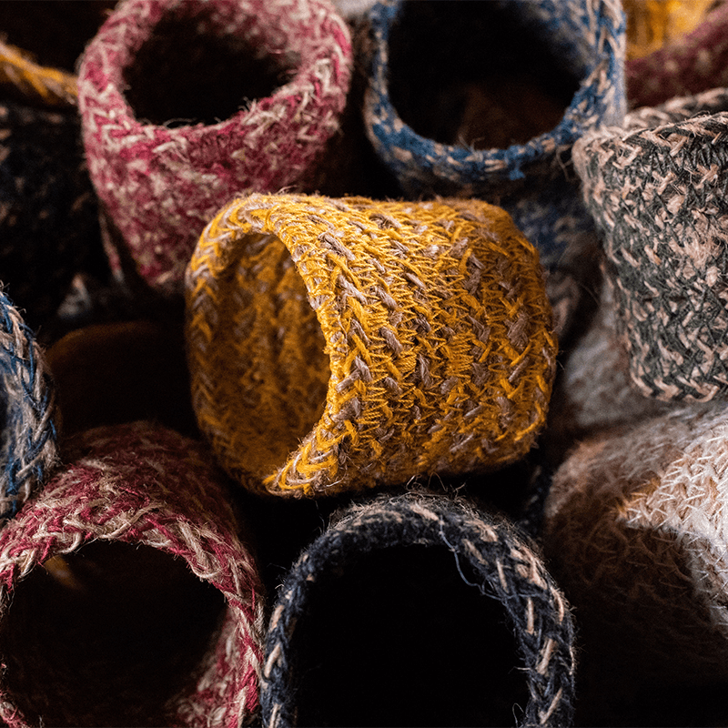 Jute Set of 4 Napkin Rings, H5 x D5cm, Pearl White