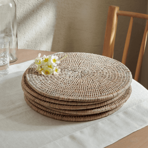Image showing the Ashcroft Set of 6 Round Placemats, D29cm, Rattan product.