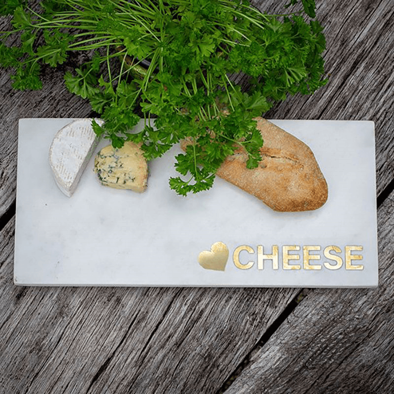Marble Cheese Platter, L38 x W18cm, White