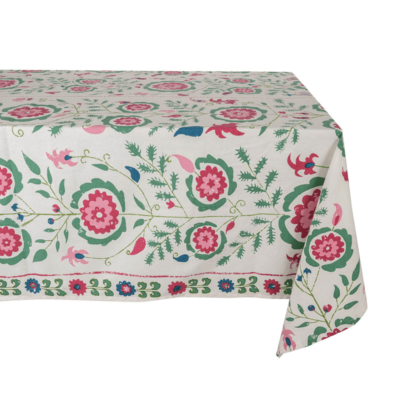 Simla Tablecloth, 170 x 250cm, Pink and Green