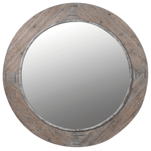 Image showing the Round Mirror, D110cm, Wooden Edge product.