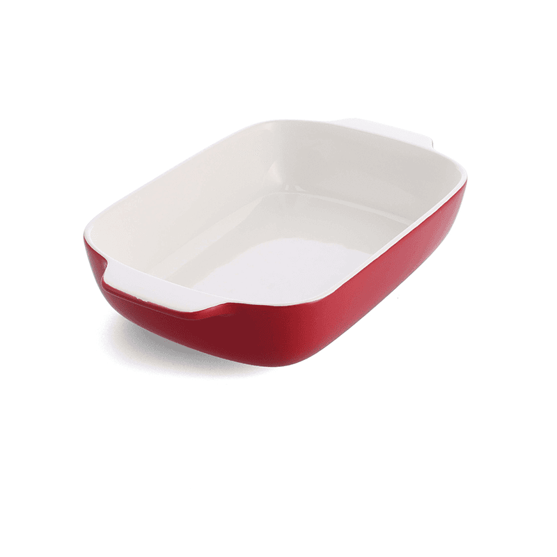 Stoneware Dish with Bamboo Lid, 32cm, Empire Red