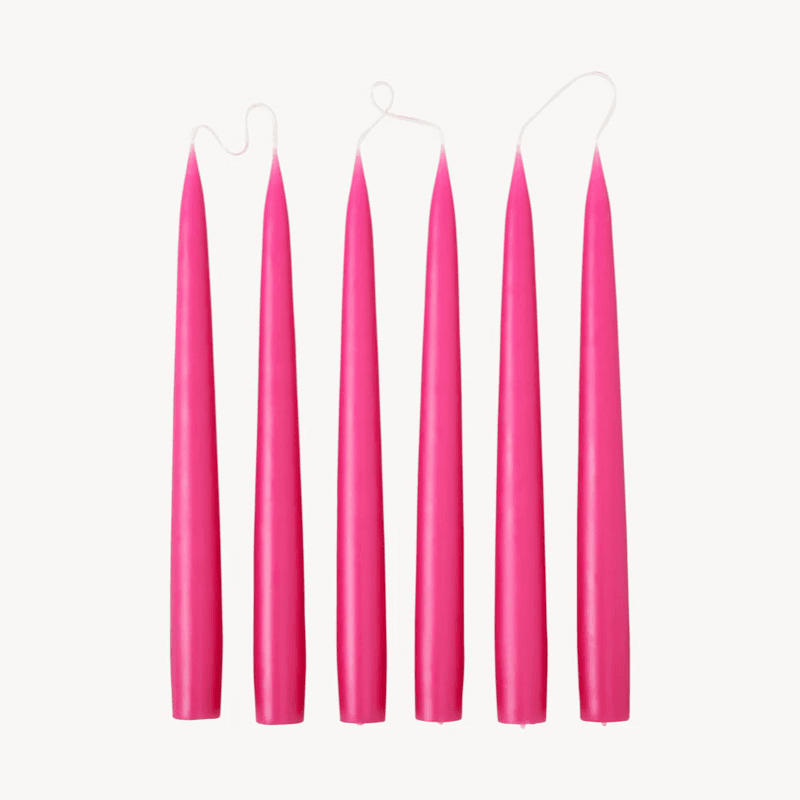 Set of 6 Tapered Dinner Candles, H25cm, Light cherry