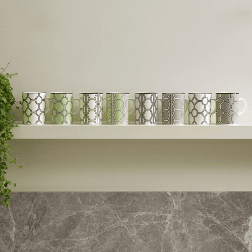 Image showing the Hex & Hoop Set of 4 Mugs, 350ml, Grey product.