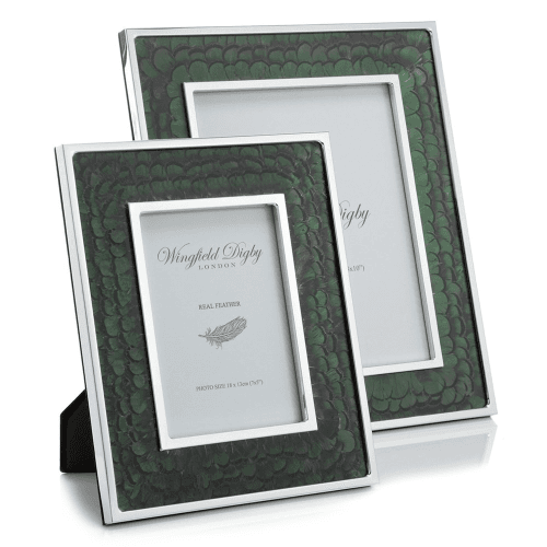 Image showing the Feather and Glass Photo Frame, 5x7", Green Pheasant product.
