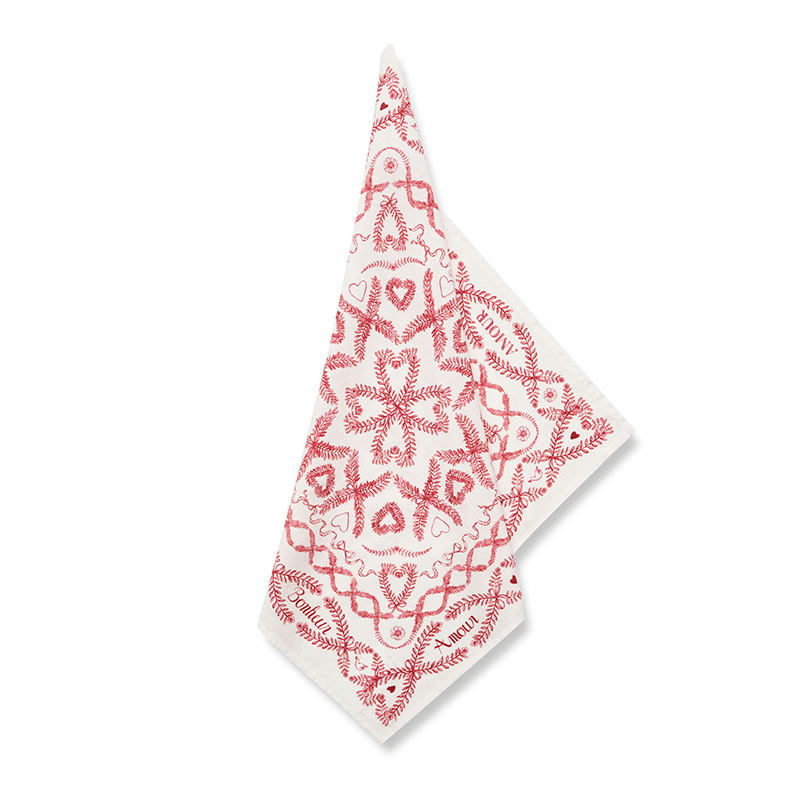 Amour Bonheur Linen Napkin, 50 x 50cm, Red