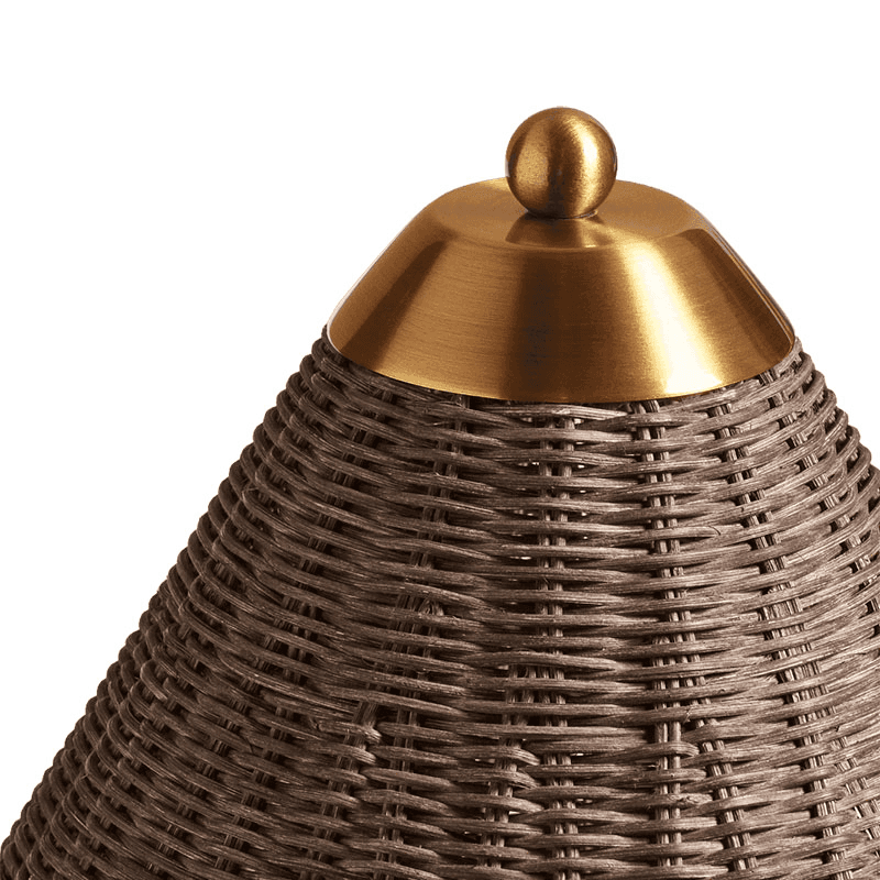 Ravindra Rattan Table Lamp with Shade, H64cm, Espresso