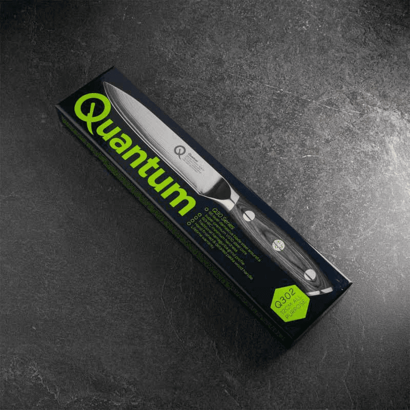Q30 Series Damascus Steel All Purpose Knife, 12cm, Black