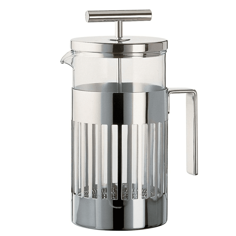 Aldo Rossi Press-filter coffee maker, 8 cup, stainless steel and glass
