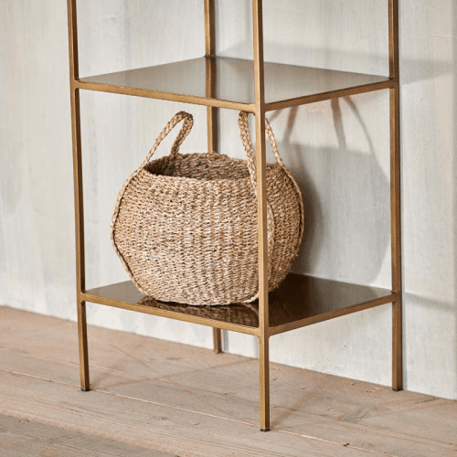 Image showing the Mahi Shelving Unit, H170cm x W46cm, Antique Brass product.