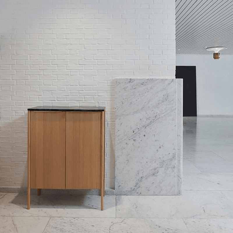 Jut Indoor High Cabinet, Marble / Black
