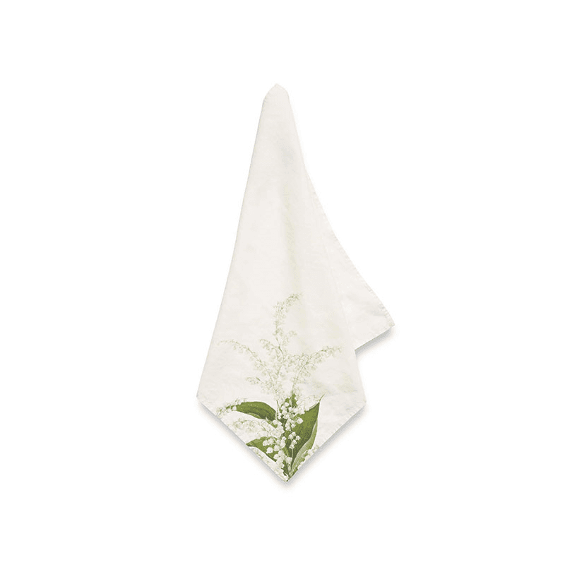 Lilly of the Valley 'Muguet' Linen Napkin, 50 x 50cm, White