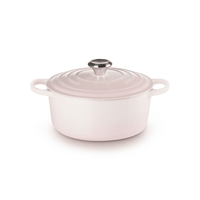 Signature Cast Iron Round Casserole, 28cm, Shell Pink