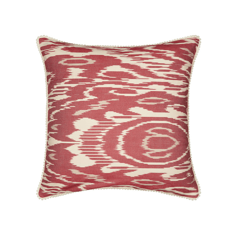 Silk Cushion, H50 x W50cm, Burnt Red and Cream