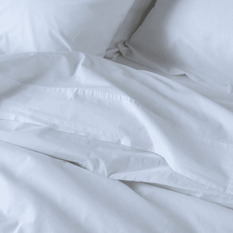 Washed Cotton Percale King Size Duvet Cover, White