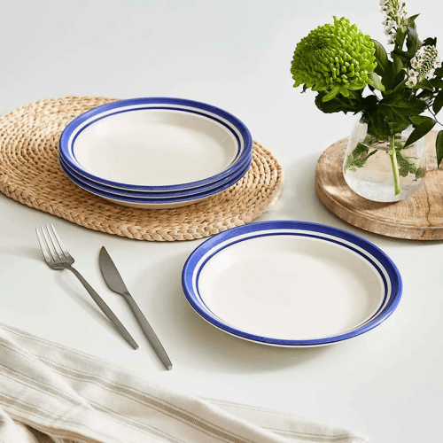 Image showing the Potter's Stripe Set of 4 Salad Pates, D21.5cm, Blue product.