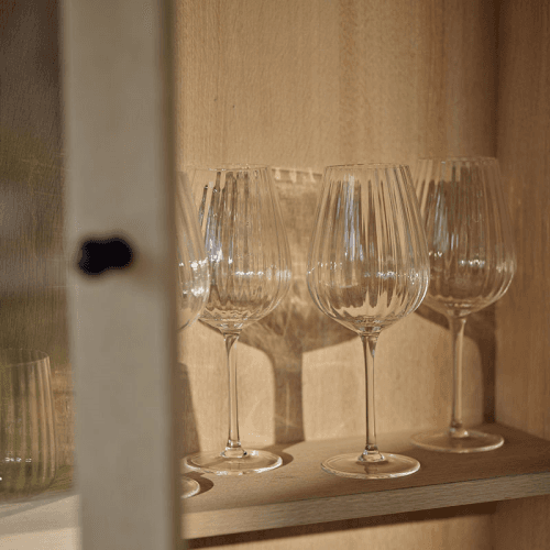 Image showing the Ribbed Set of 4 Ribbed White Wine Glasses, H24cm, Clear product.