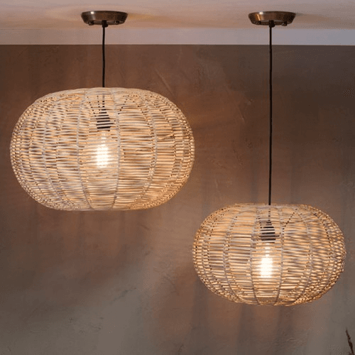 Noko Round Wicker Pendant, D35cm, Natural