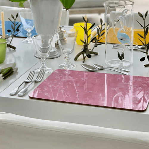 Image showing the Falling Flower Rectangle Placemat, 38 x 29 cm, Pale Pink product.