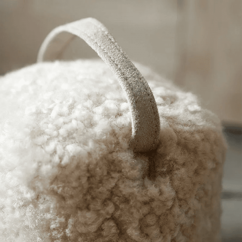 Curly Sheepskin Door Stop, H15cm x W14cm x L14cm, Oatmeal
