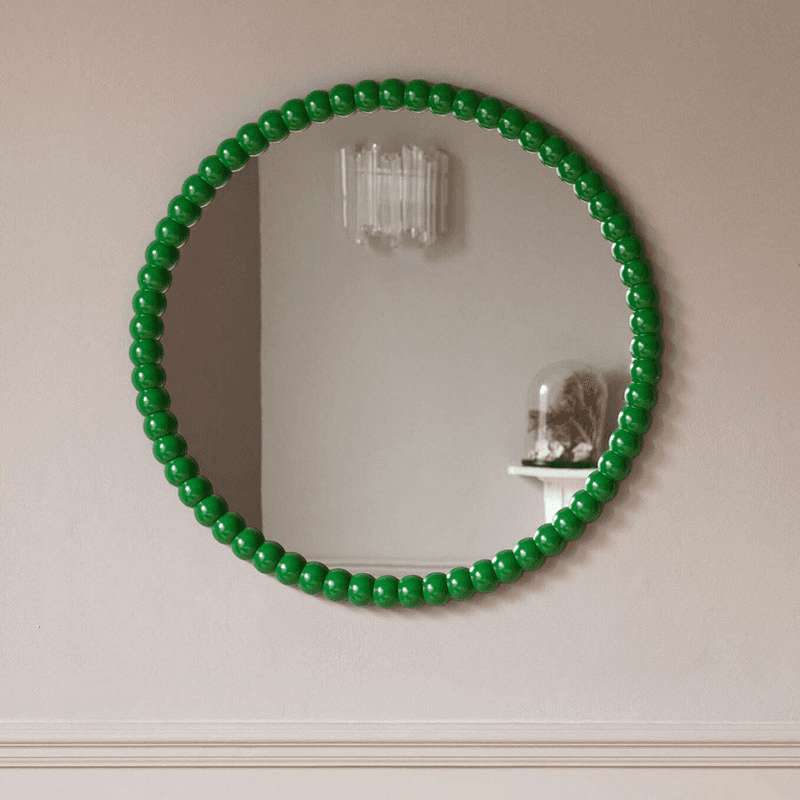 Freya Round Mirror, D70cm, Green