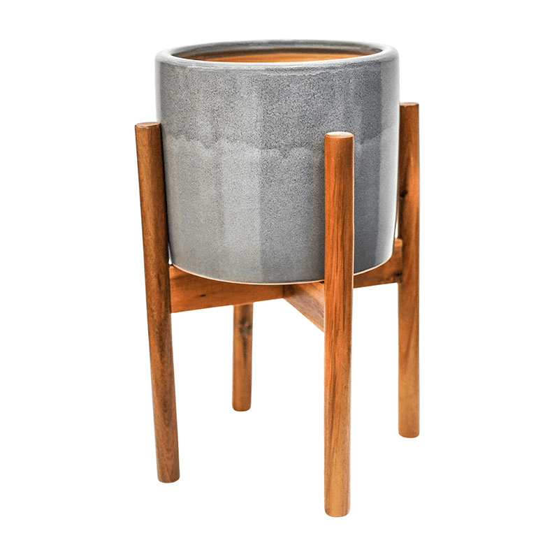 Anzio Planter with stand, D24cm, Warm Grey