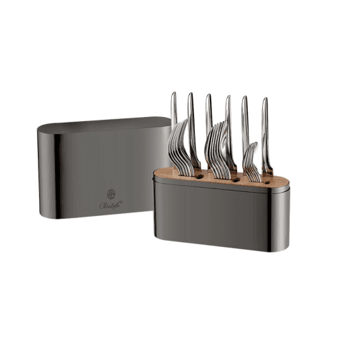 Image showing the Concorde 24-Piece Cutlery Set with Case, Black product.