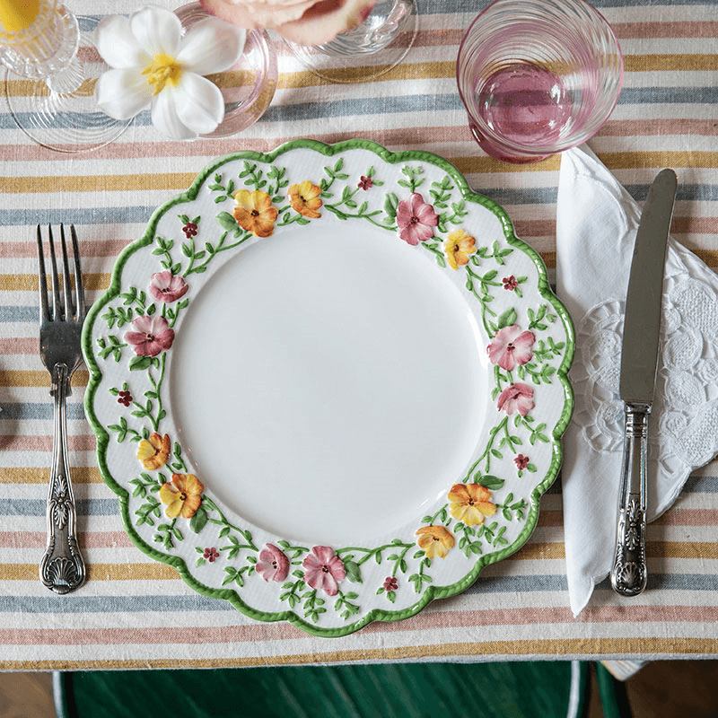 Bryony Rose Set of 4 Dinner Plates, D28cm, Green