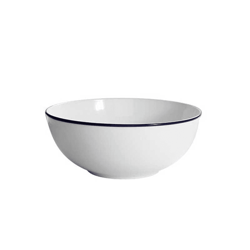 Canteen Small Coupe Salad Bowl, D21cm, White/Blue