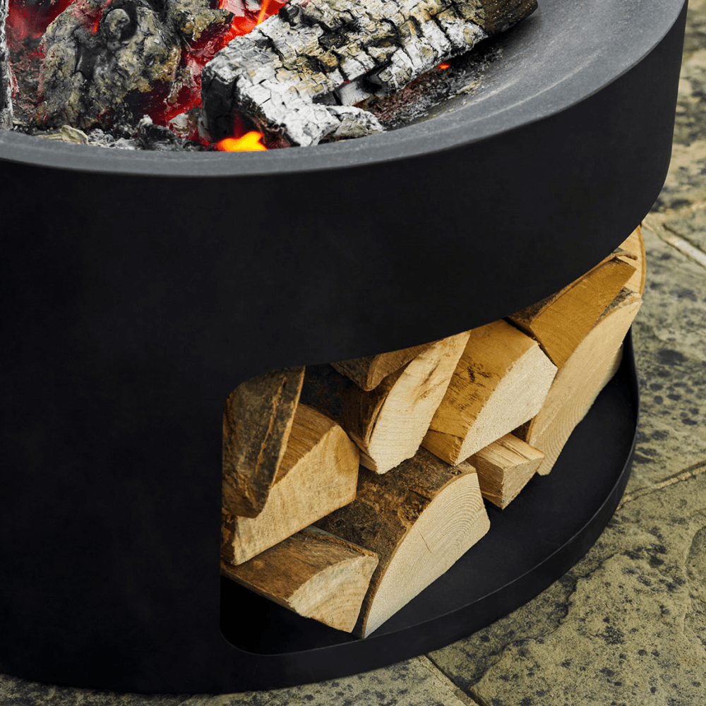 Sarsden  Round Fire Pit & Log Store, Steel
