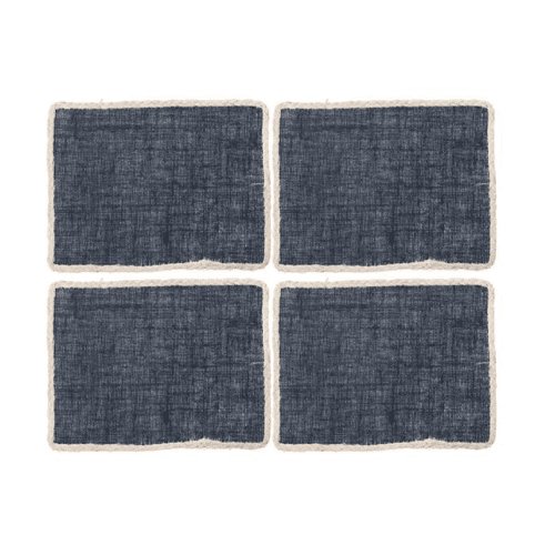 Image showing the Jute Set of 4 Rectangular Placemats, 22 x 19cm, Blue product.