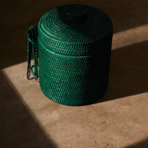 Image showing the Strand Rattan Ice Bucket, H25cm, Dark Green product.