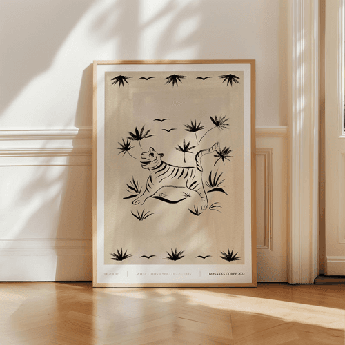Image showing the Tiger 02 Recycled Paper Print, A3, Grey product.