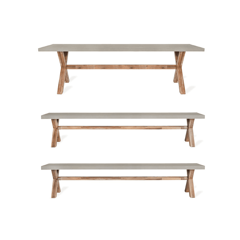Burford Table & Bench Set, Grey & Natural