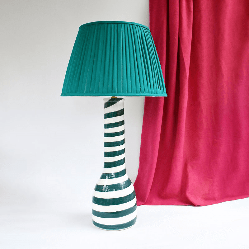 Côte d’Azur Collection Soho Hand Thrown & Glazed Table Lamp Base Only, Teal Green/White