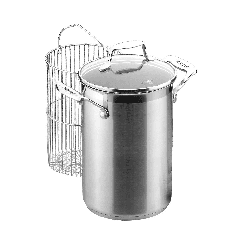 Impact Asparagus pot with insert, 4.5 litre - D16cm, Stainless Steel And Glass